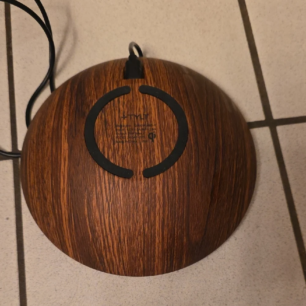 TYLT 10W Wireless Charging Bowl – Faux Wood & Copper Finish – Qi Fast Charger